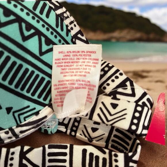 NEW Xhilaration Tribal Print Strapless Push Up Bikini Swim Top NWT Sz XS - Picture 10 of 15